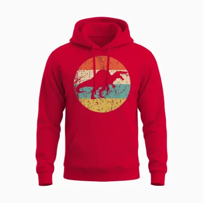 Spinosaurus Silhouette Retro Dinosaur Unisex Hoodie - Red