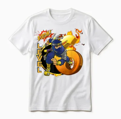 Kinder Ninja Geburtstag, 6 Jahre, Booom Level Ninja 6 Unisex T-Shirt - White