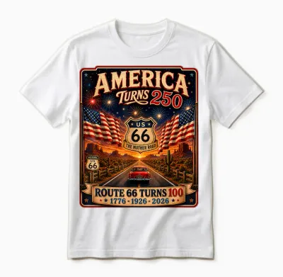 Vintage Usa 250 Us Highway 66 Road Anniversary for Women Unisex T-Shirt - White