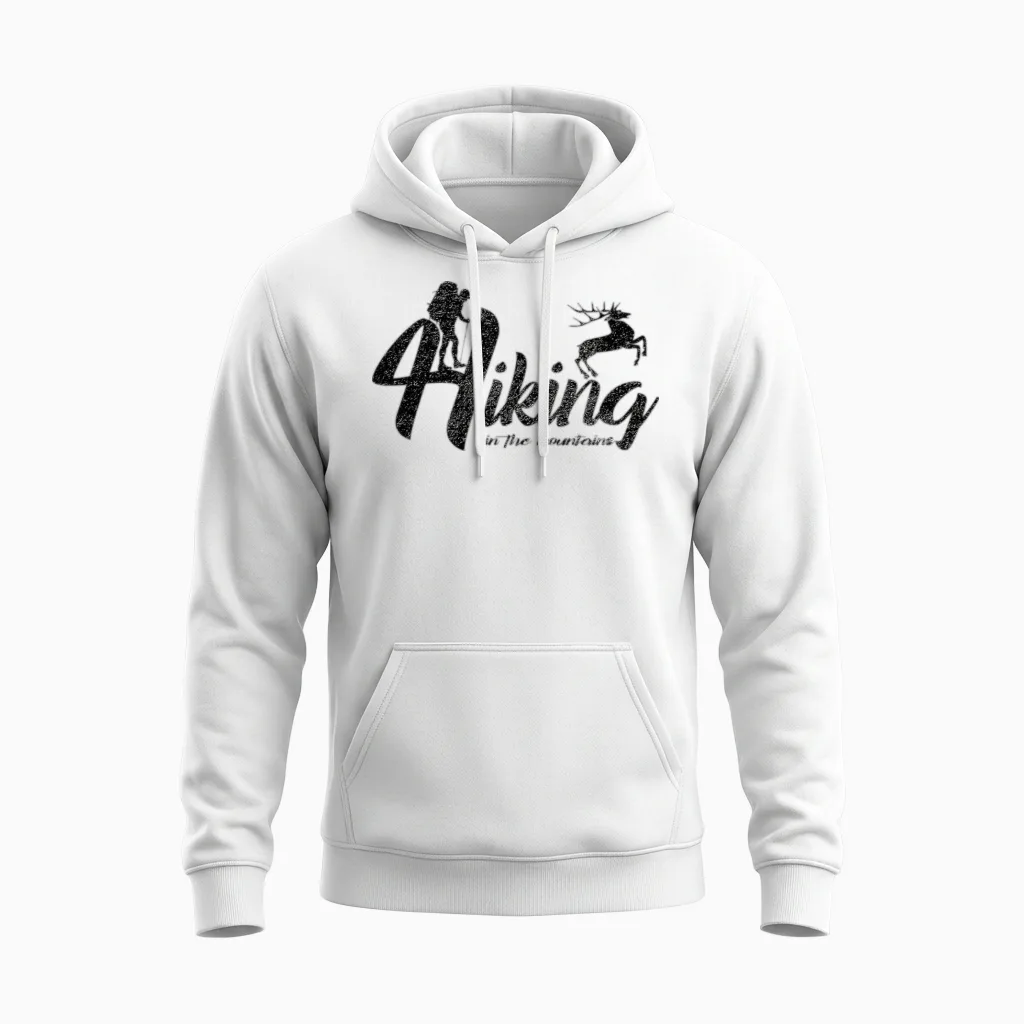 Hiking in Mountians & Outdoors Unisex Hoodie in White