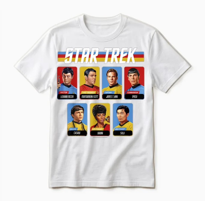 Star Trek: the Original Series Bridge Crew Retro Portraits Unisex T-Shirt in White