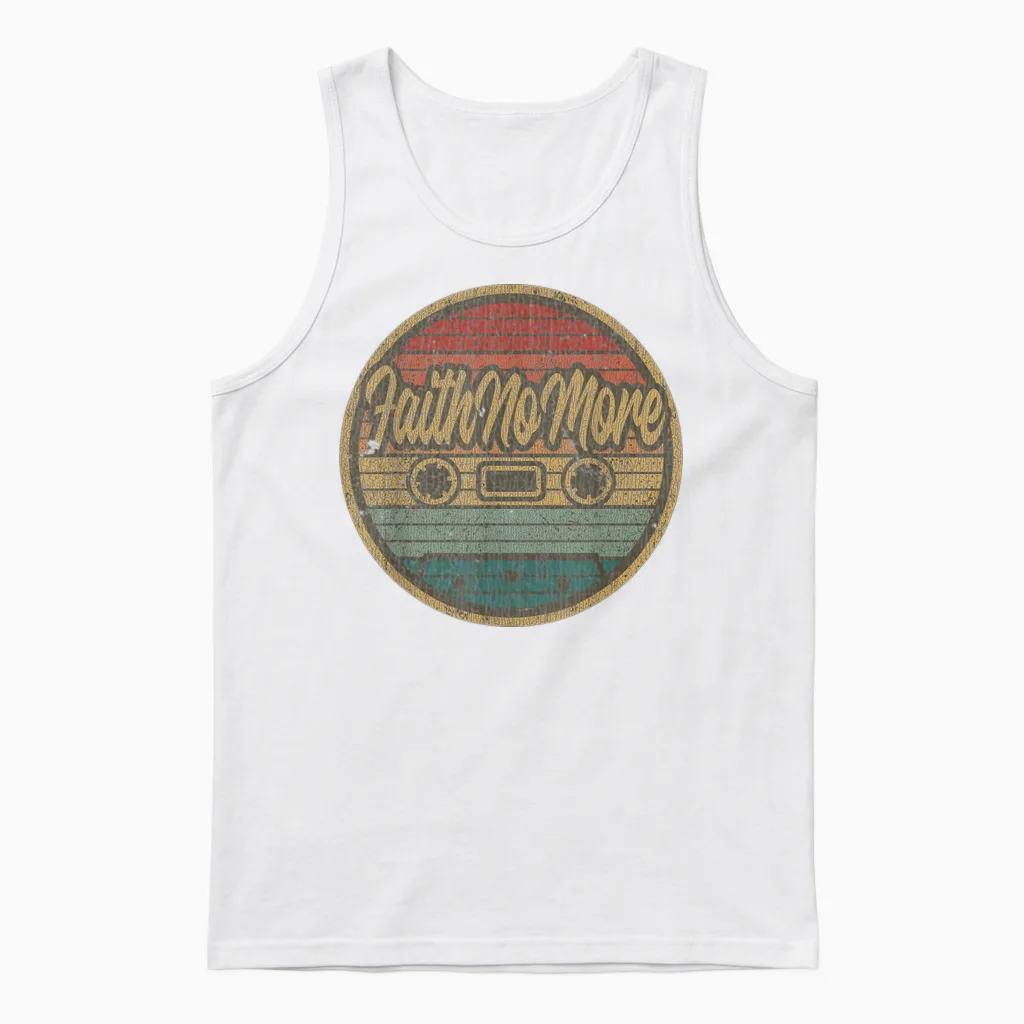 Vintage Faith No More Kassette Retro Circle Musiker Unisex Tank Top in White