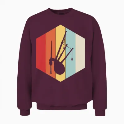 Retro Bagpipe Silhouette Unisex Sweatshirt - Maroon