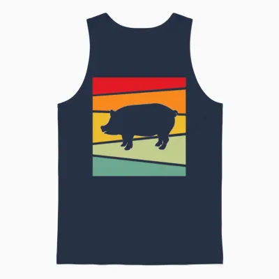 Pig Retro Unisex Tank Top - Navy