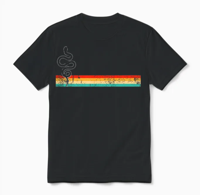 Snake Retro Reptiles & Exotics Gift Unisex T-Shirt in Black