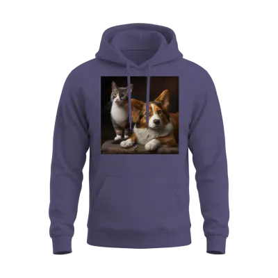 Dog and Cat Unisex Hoodie - Heather Sport Dark Navy