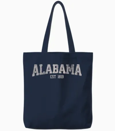 Classic Alabama Print Retro Varsity Vintage Alabama Tote Bags - Navy