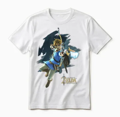 Legend of Zelda Breath of the Wild Link Archer Jump Shot C1 Unisex T-Shirt - White