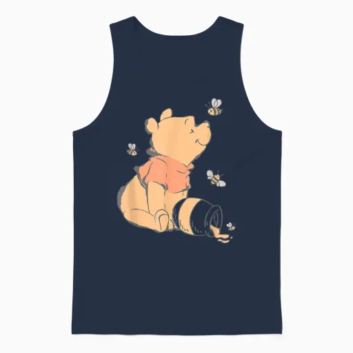 Disney Winnie the Pooh Honey with Bees Vintage Unisex Tank Top in Navy