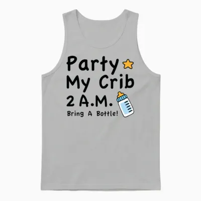 Party My Crib Unisex Tank Top - Ash