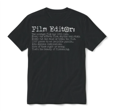 Film Editor Dad Videographer Video Filmmaking Unisex T-Shirt - Black
