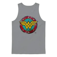 Wonder Woman Logo Distressed Unisex Tank Top - Sport Grey – 1