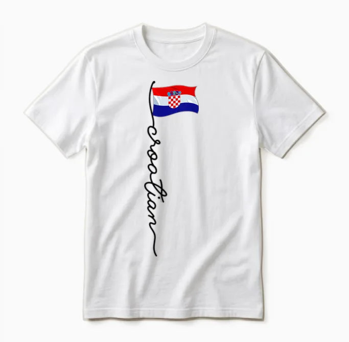 Croatia Signature Croatian T-Shirt, White, S Unisex T-Shirt in White