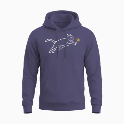 Chat Pickleball Drôle Minimaliste Ligne Poursuite Balle Fans Unisex Hoodie - Heather Sport Dark Navy