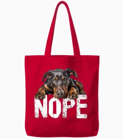 Doberman Nope Tote Bags - Red