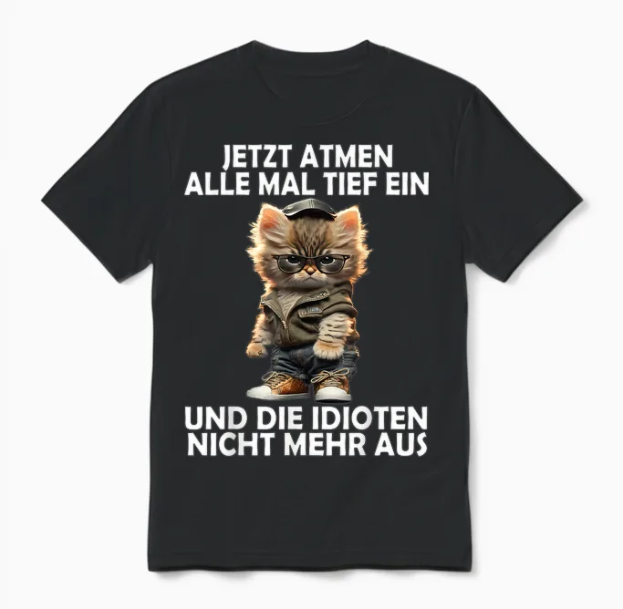 Now Breathe All Deep a Cat Funny Men Women Cats T-Shirt, Black Unisex T-Shirt in Black