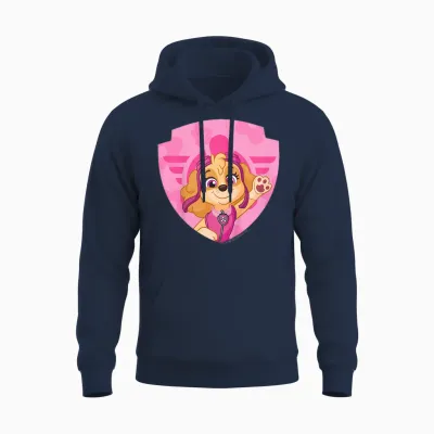 Paw Patrol Skye Big Chest Shield Emblem Unisex Hoodie - Navy