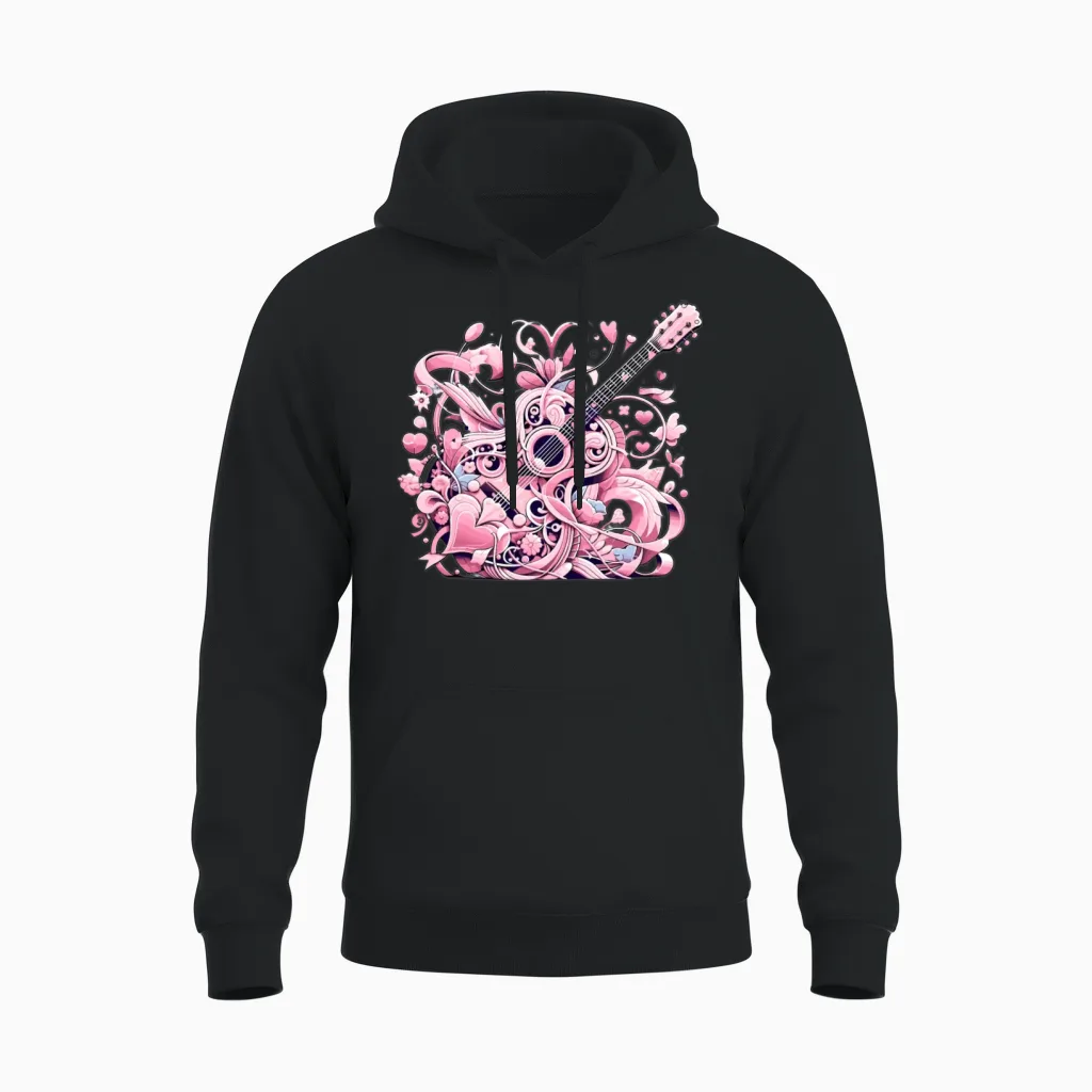 Retro Style Guitar for Guitarists Unisex Hoodie - Black