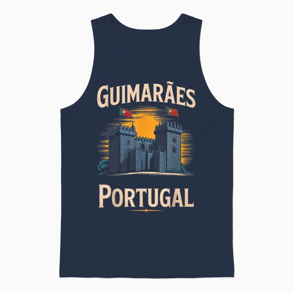Guimarães Portugal City Travel Icône Portugal Unisex Tank Top in Navy