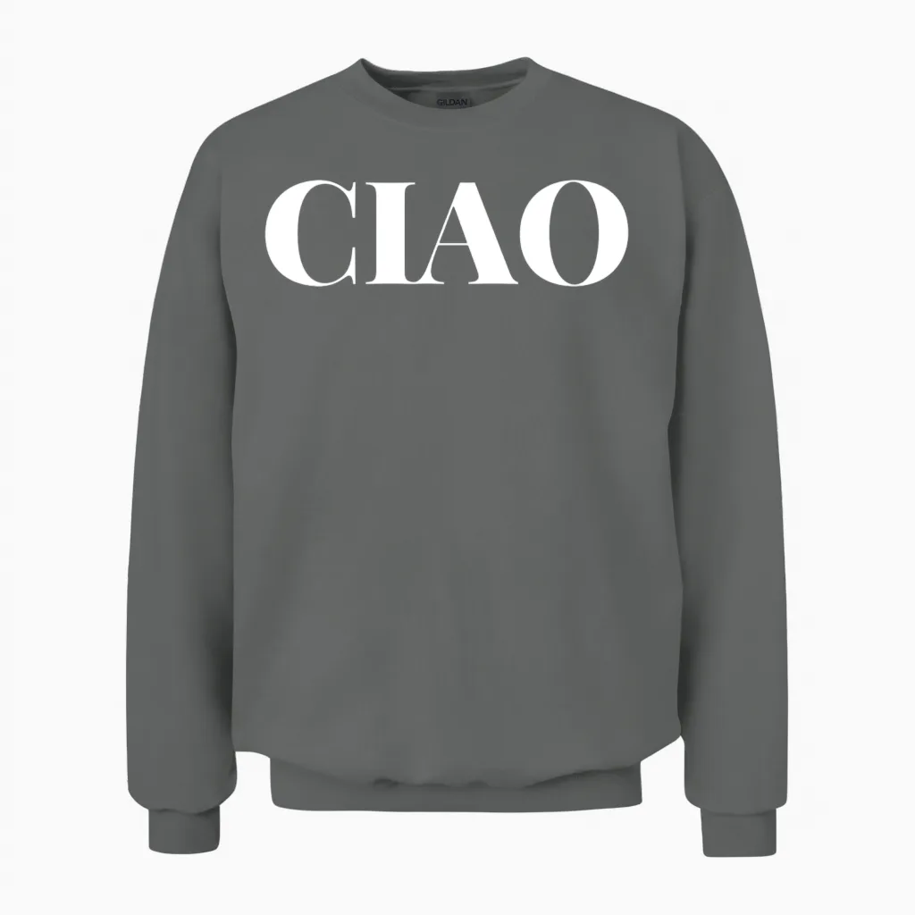 Cute Ciao Text Unisex Sweatshirt in Graphite Heather