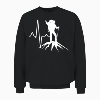 Hiking Heartbeat Unisex Sweatshirt - Black