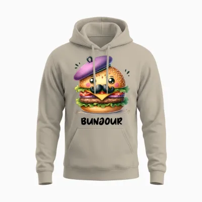 Funny Burger Bunjour Unisex Hoodie - Sand