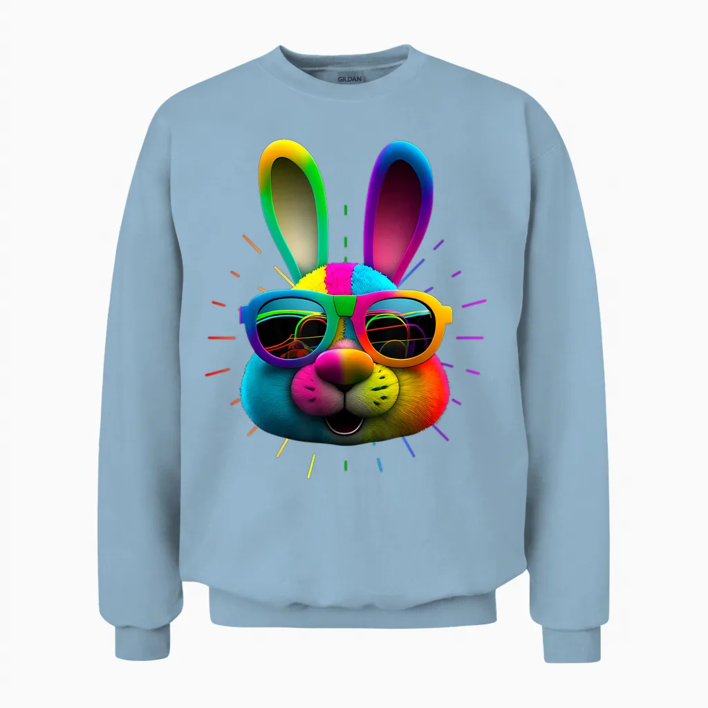 Hasengesicht Cooler Osterhase Mit Brille Ostern Bunny T-Shirt Schwarz Klein Unisex Erwachsene Oster-T-Shirt Unisex Sweatshirt in Light Blue