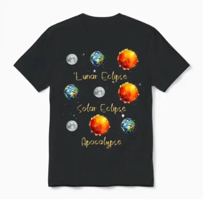 Lunar Eclipse Solar Eclipse and Apocalypse Unisex T-Shirt - Black