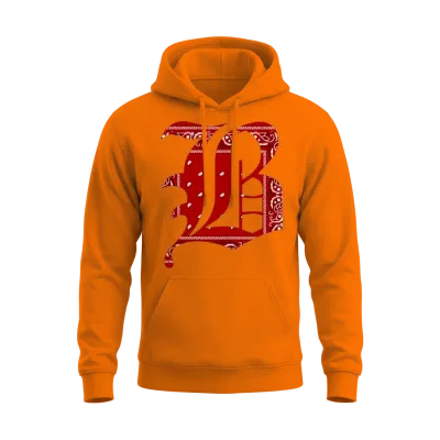 Capital B Red Bandana Blood Piru Gangster Brim Unisex Hoodie - Safety Orange