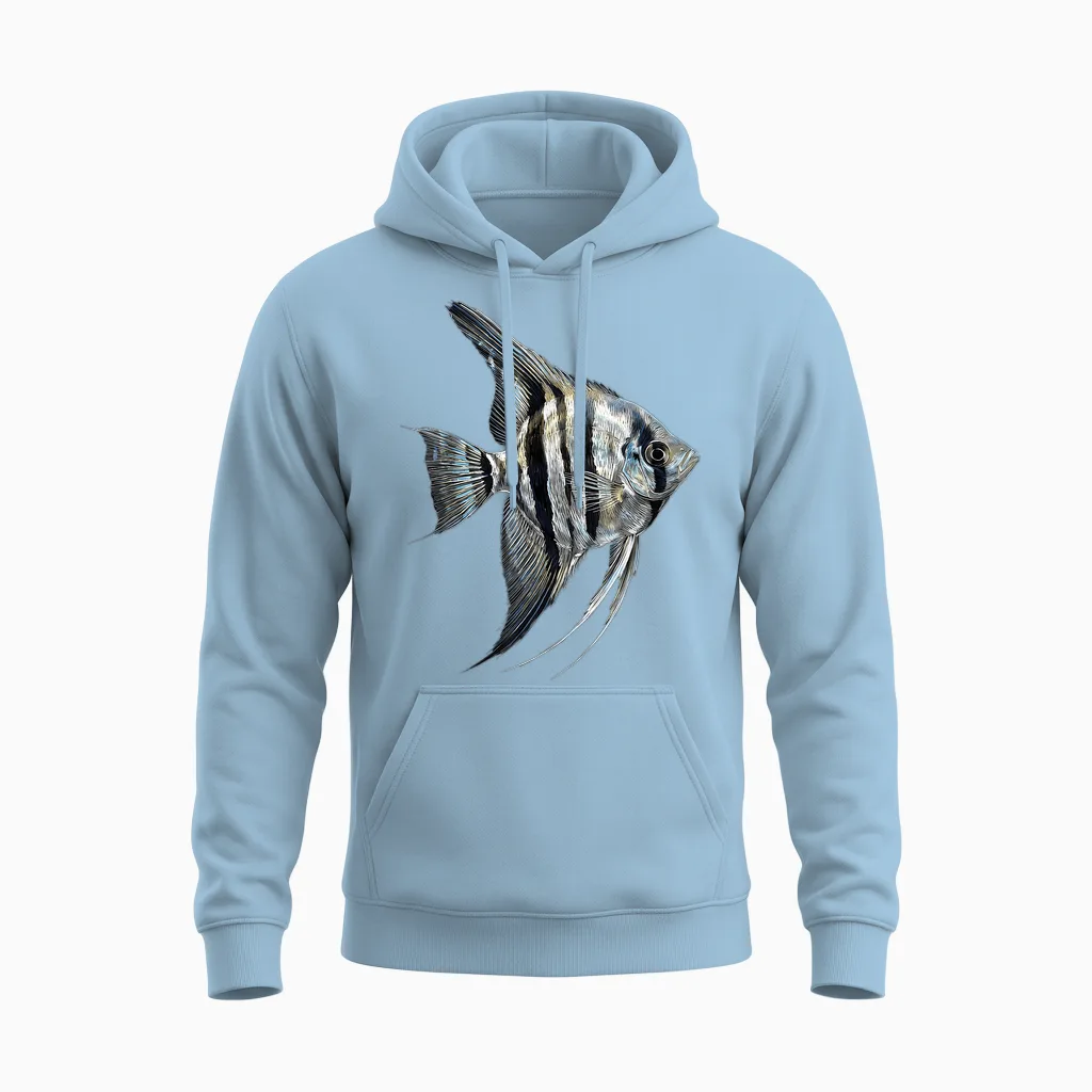 Angelfish Pterophyllum Süßwasser Aquarium Fischhalter Unisex Hoodie in Light Blue