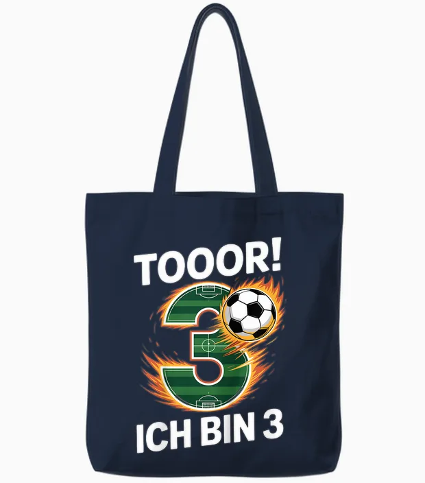 Kinder Toor Ich Bin 3 3.geburtstag Fußball Junge 3 Jahre Cooles Tote Bags in Navy