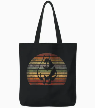 Retro Capybara Vintage Capybara Tote Bags - Black