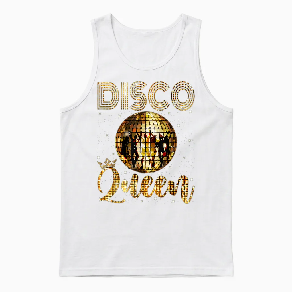 Disco Queen - 70's Disco Themed Vintage Seventies Costume Unisex Tank Top in White