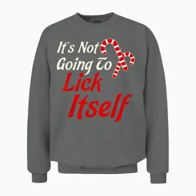 It's Not Going to Lick Itself Adult Short Sleeve Funny Christmas Unisex Sweatshirt - Graphite Heather