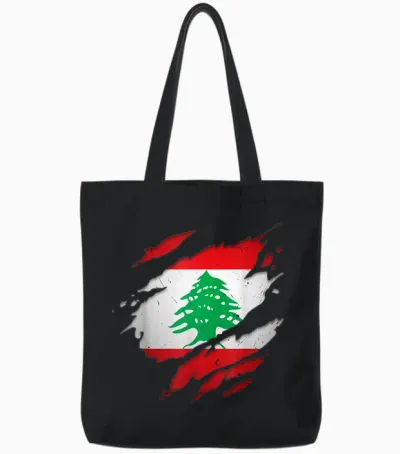 Stolze Libanesische Hemden | Zerrissene Libanon-Flagge Tote Bags - Black
