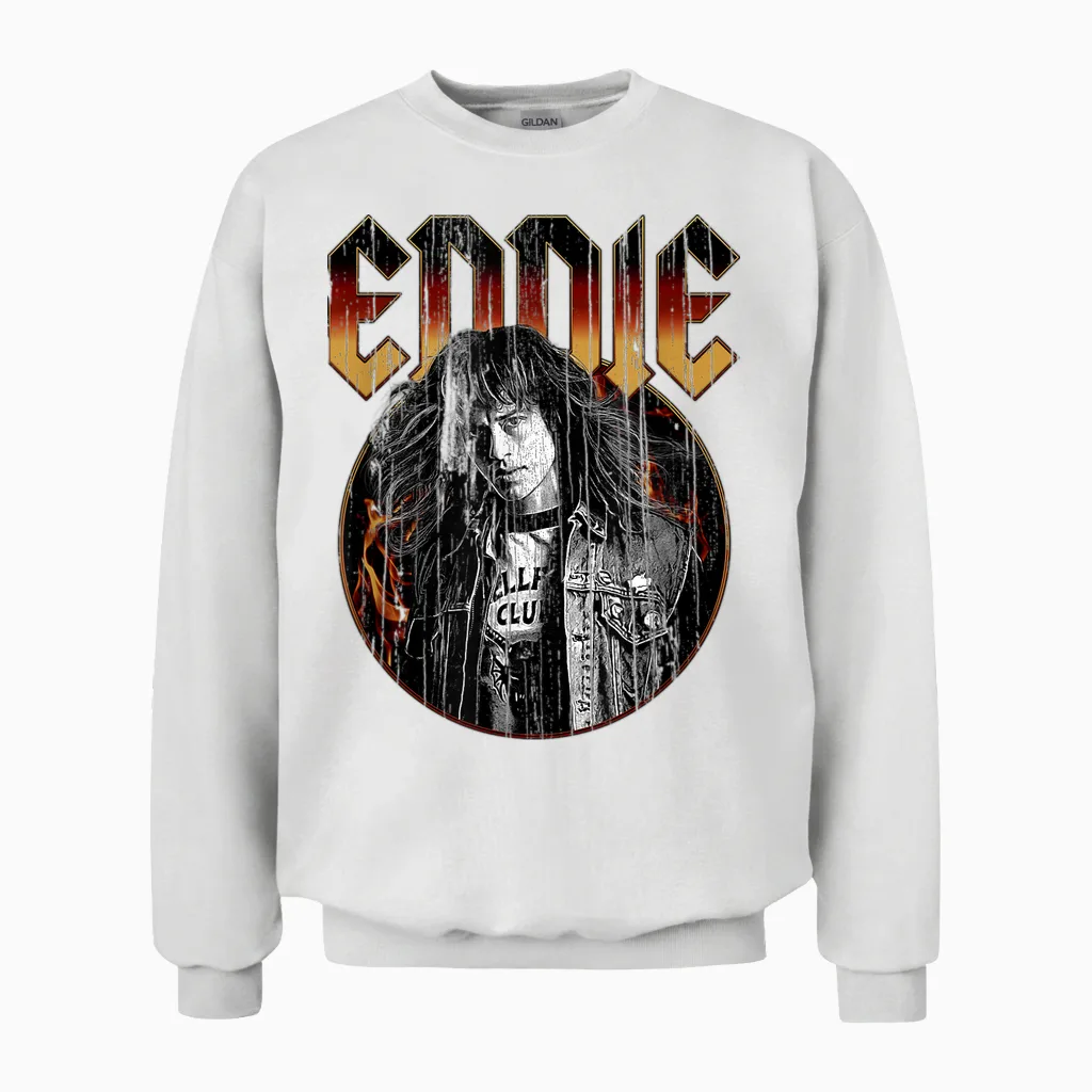 Stranger Things Eddie Munson Hellfire Club Vintage Unisex Sweatshirt in White