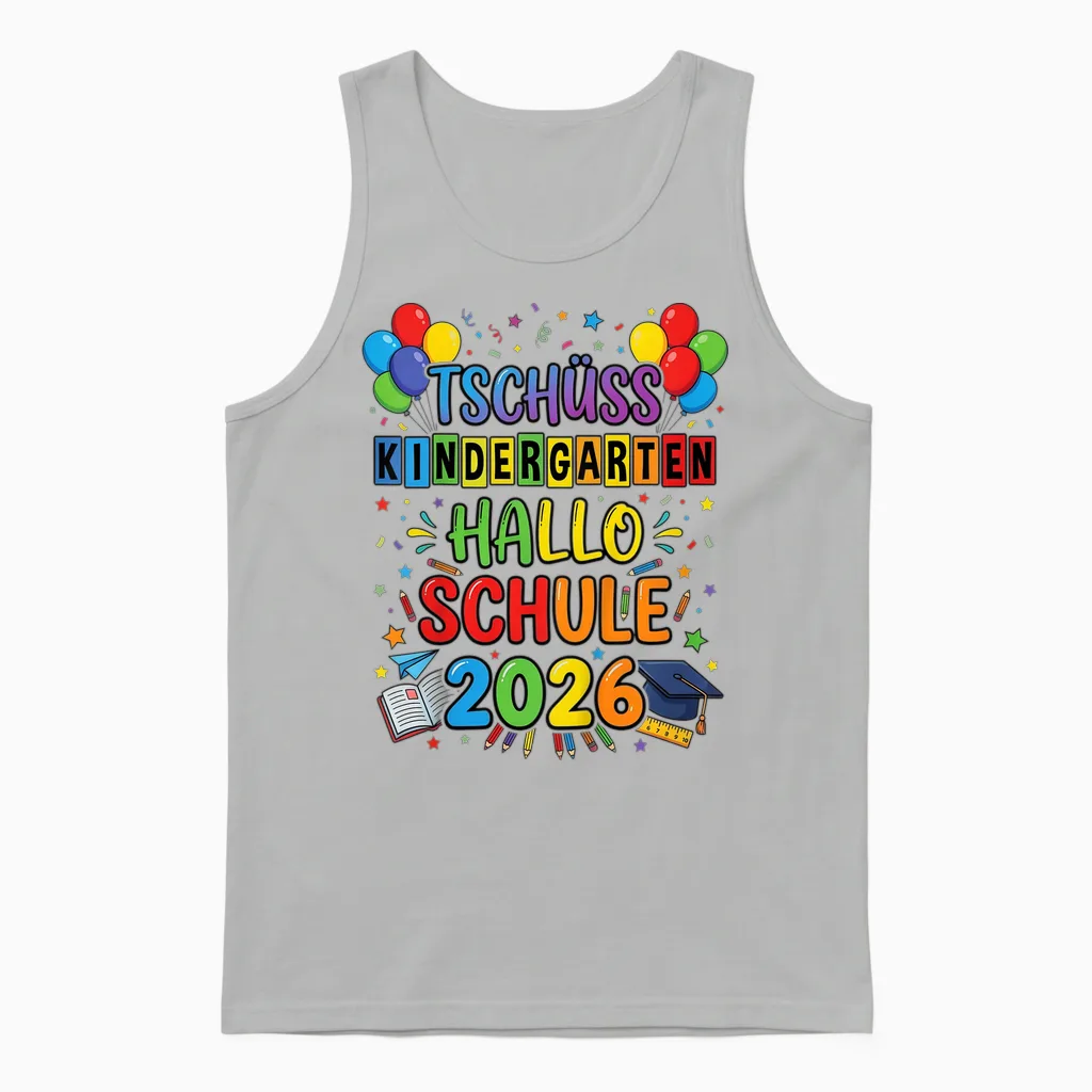 Kinder Tschüss Kindergarten Hallo Schule 2026 Kita Abgänger 2026 Unisex Tank Top in Ash