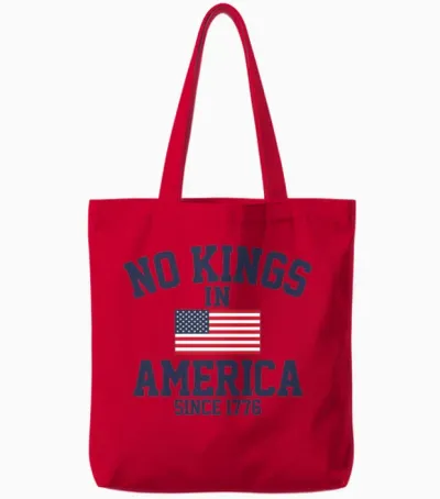 No Kings in America Save Democracy Anti Trump Tote Bags - Red