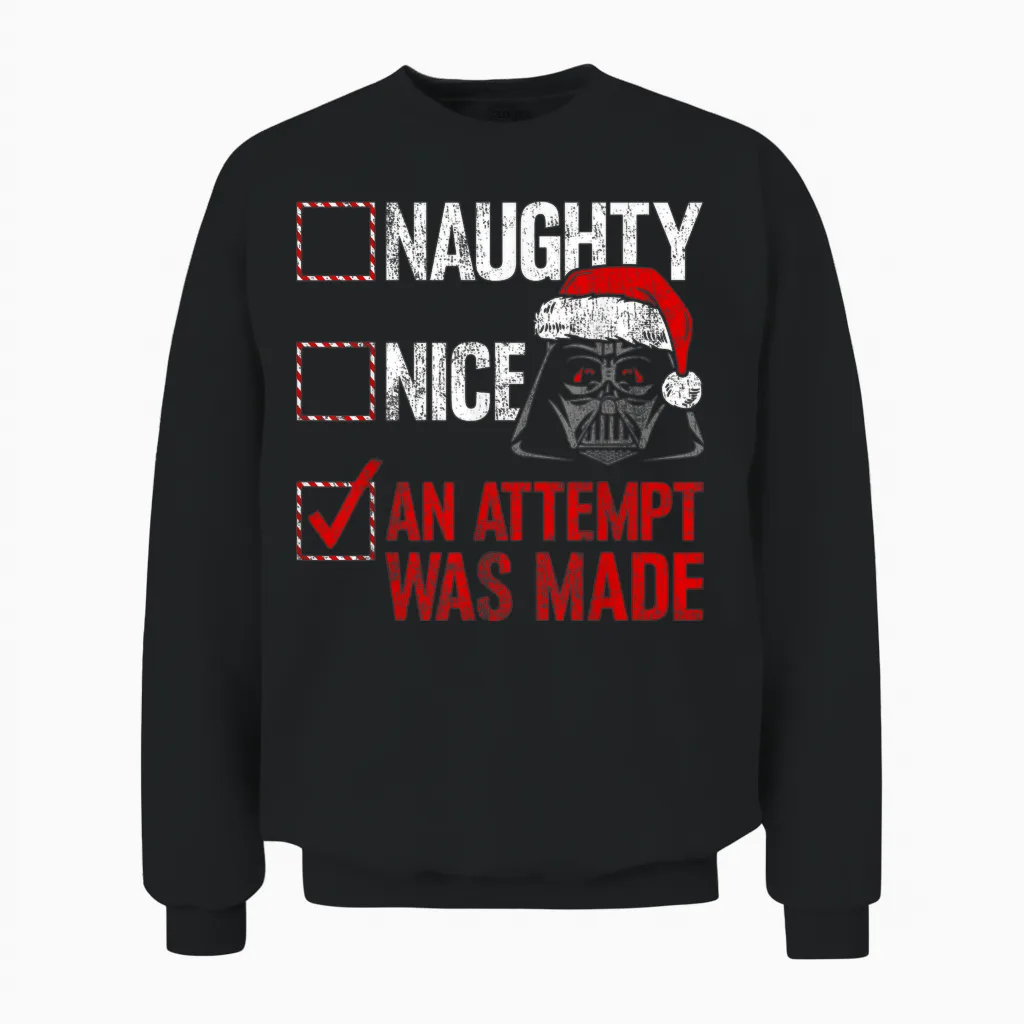 Star Wars Christmas Darth Vader Naughty or Nice Checklist Unisex Sweatshirt in Black