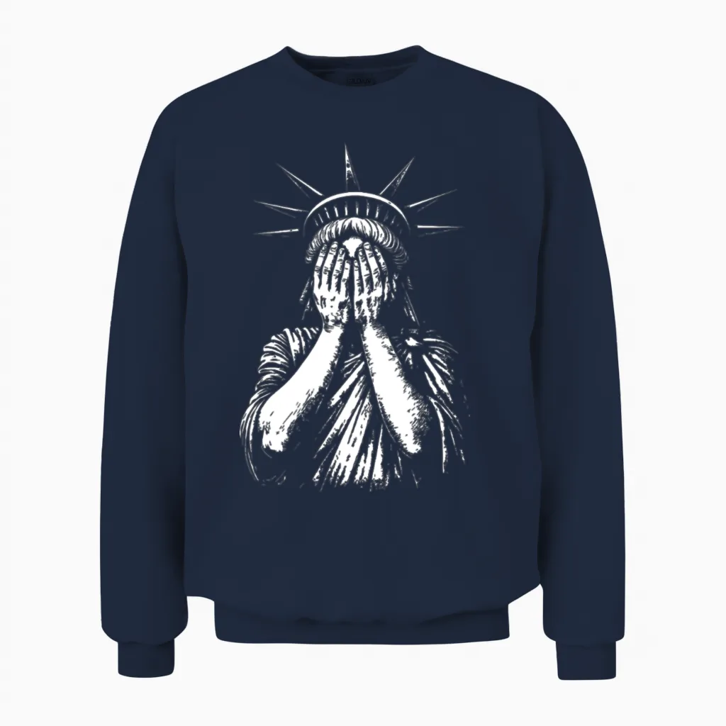 Statue of Liberty in Despair Unisex Sweatshirt in Navy