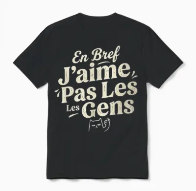 En Bref J'aime Pas Les Gens Drôle Cadeau Humoristique Humour Unisex T-Shirt - Black