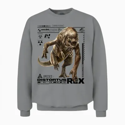 Jurassic World Rebirth Distortus Rex Ingen Species File Unisex Sweatshirt - Sport Grey