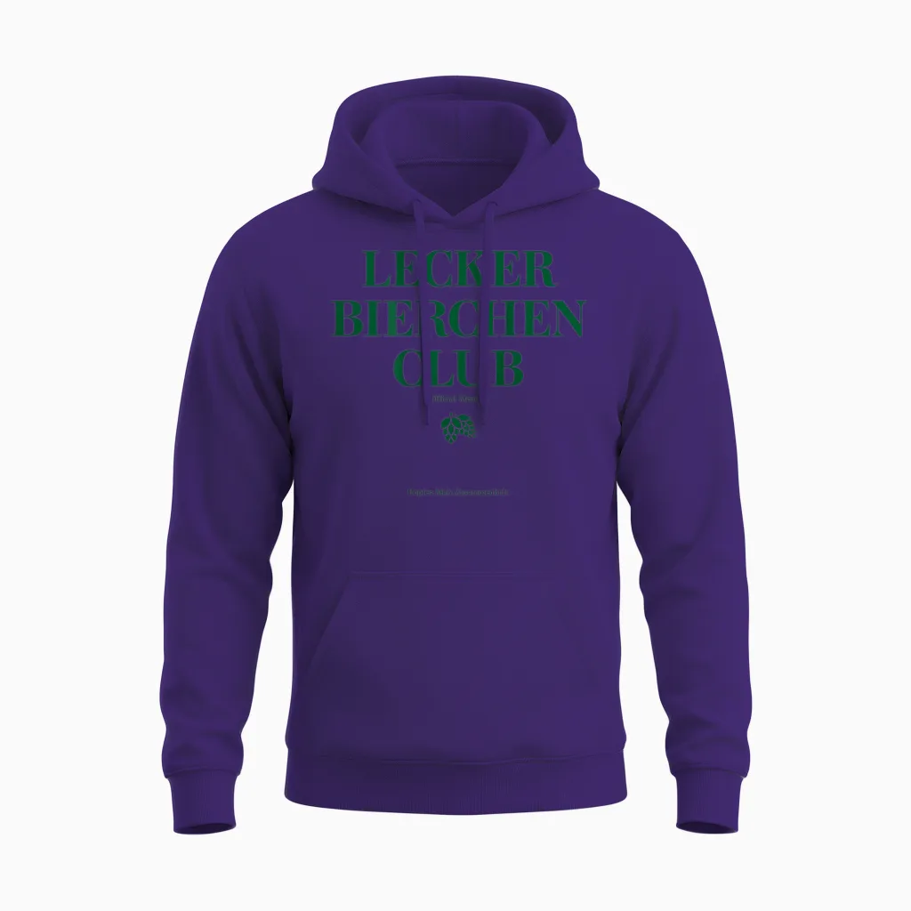 Lecker Bierchen Club Hopfen Malz Zusammenhalt Bier Backprint Unisex Hoodie in Purple