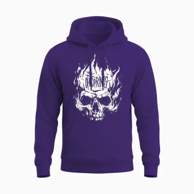 The Offspring Official White Skull Logo T-Shirt, Black Unisex Hoodie - Purple