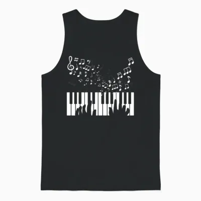 Piano Keyboard Music Notes Unisex Tank Top - Black