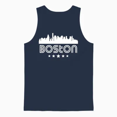 Retro Boston Skyline Unisex Tank Top - Navy
