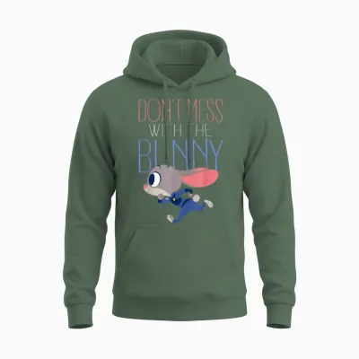 Disney Zootopia Judy Don't Mess with Her Graphic Unisex Hoodie - Military Green