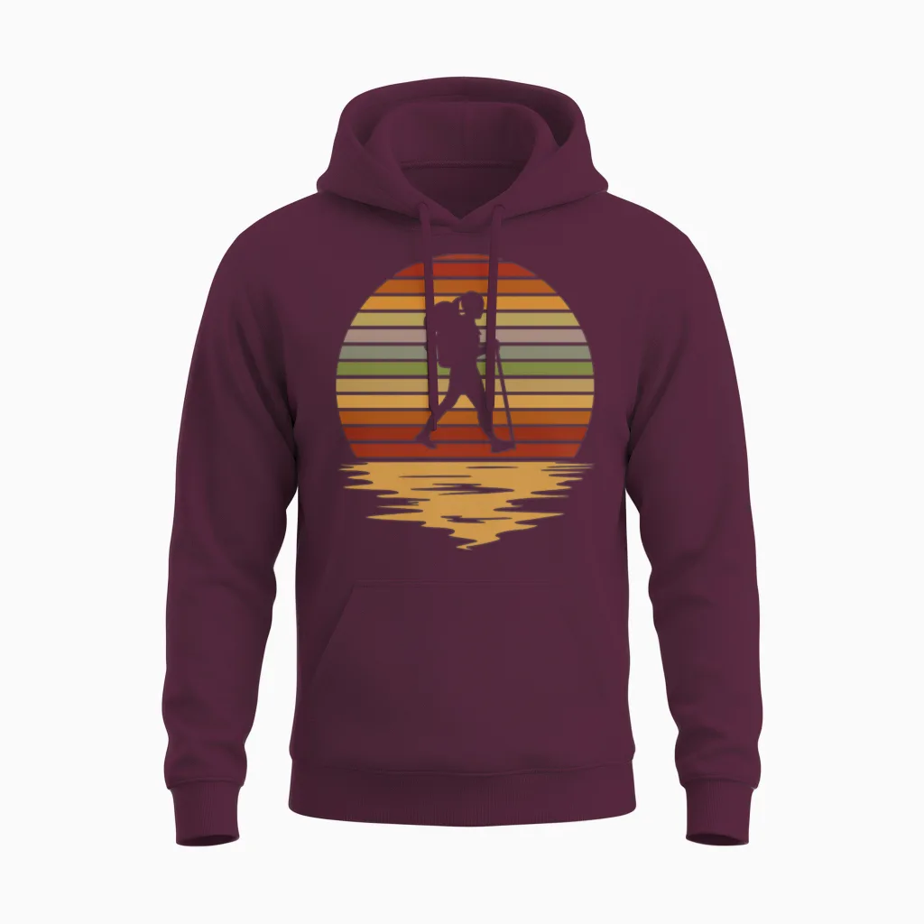 Hiking Color Night & Outdoors Gift Unisex Hoodie in Maroon
