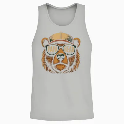 Papa Bear Father's Day Best Dad Bear Unisex Tank Top - Ash