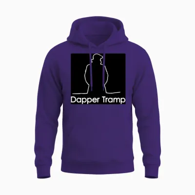 Dapper Tramp Black Logo Print Unisex Hoodie - Purple